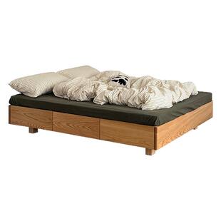 红橡木无床头日式榻榻米15m12m小户型高箱储物单面大抽屉悬浮床