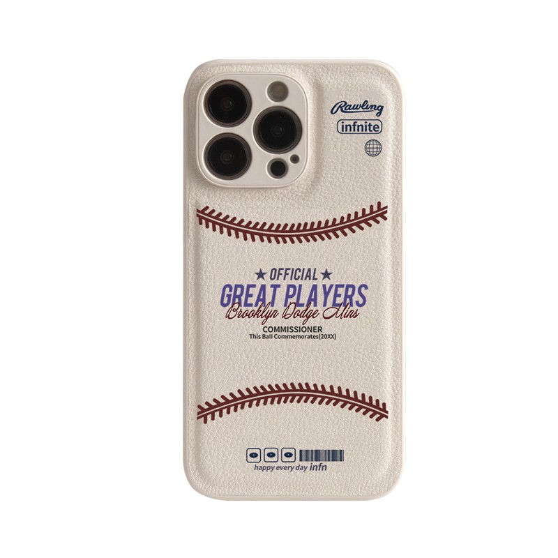 原创棒球皮革手机壳17promax适用于苹果17软壳16时尚14高级13pro拟物16promax复古14pro全包15promax小众磨砂