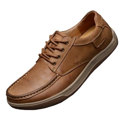 外贸手工真皮系带圆头青年男鞋