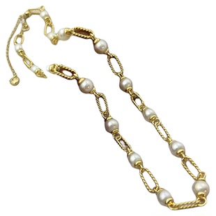 东夏饰品 14k厚镀金长方麻花链条羊眼钉 手工diy椭圆波塞冬连接杆