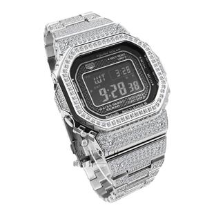 适用DW5600小方块镶钻表壳表带GA2100改装5610镶钻金属手表配件