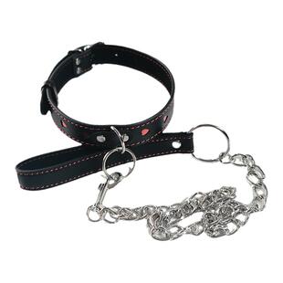 青空酱 哥特朋克风项圈 暗黑pu仿皮质可调节颈环 爱心圆环铁链条