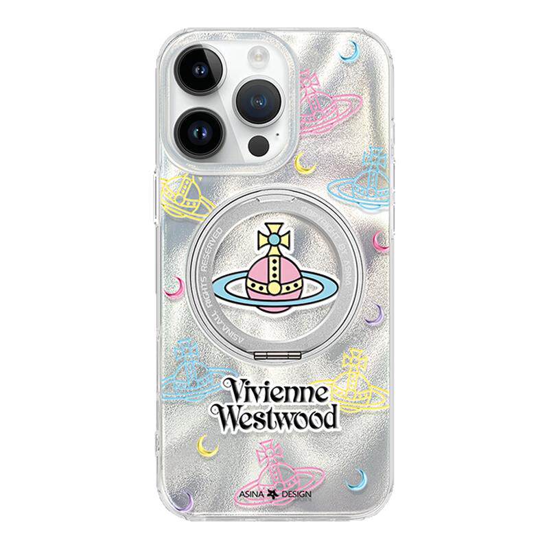 彩色土星适用苹果17Promax手机壳新款ip15磁吸带支架iPhone16Pro保护套可爱14网红Ho7支点高级感13pm全包