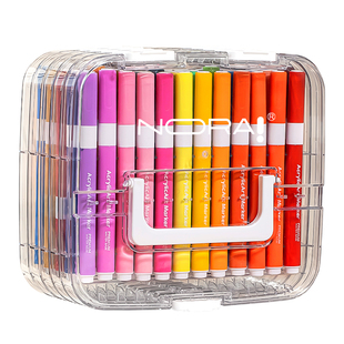 诺雅丙烯马克笔小学生初中生美术专用不透色可叠色水彩笔无毒可水洗幼儿园儿童绘画画笔24色36色彩笔强覆盖力