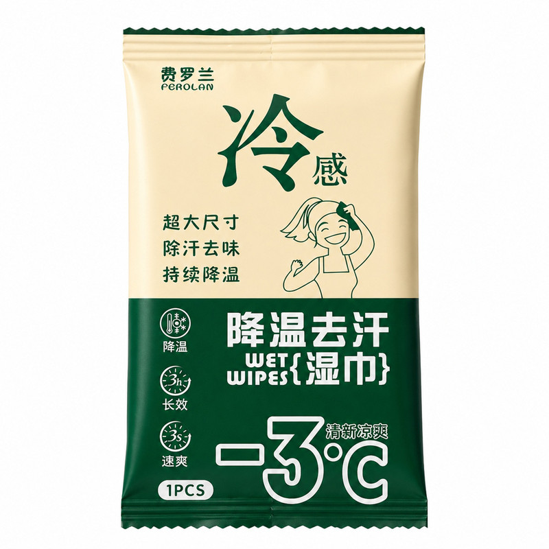 草木香凉感湿巾军训降温独立装
