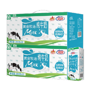花园纯牛奶黄金牧场200g*20盒*2箱装全脂牛奶新疆奶源