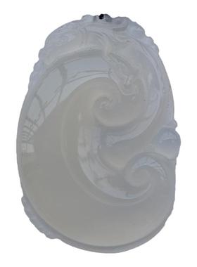 纯天然冰种白玉髓福寿大款吊坠