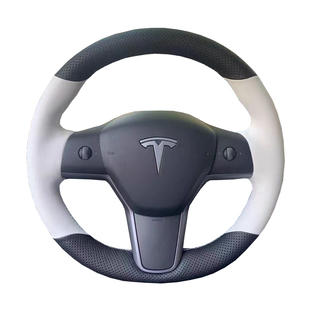 特斯拉model 3方向盘套真皮翻毛皮24款model Y把套手缝专用全包款