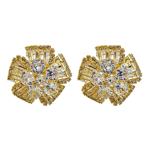 欧美夸张设计高级感雪花镶钻大耳钉轻奢小众ins风耳环精致耳饰女