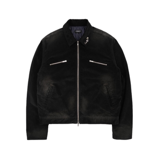 Far Archive 25fw 脏染做旧金属logo胸针双拉链夹克外套vibe风韩