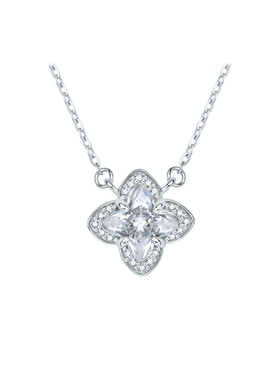 周六福星芒四叶项链女S925银四叶草链坠轻奢小众送女友节日礼物