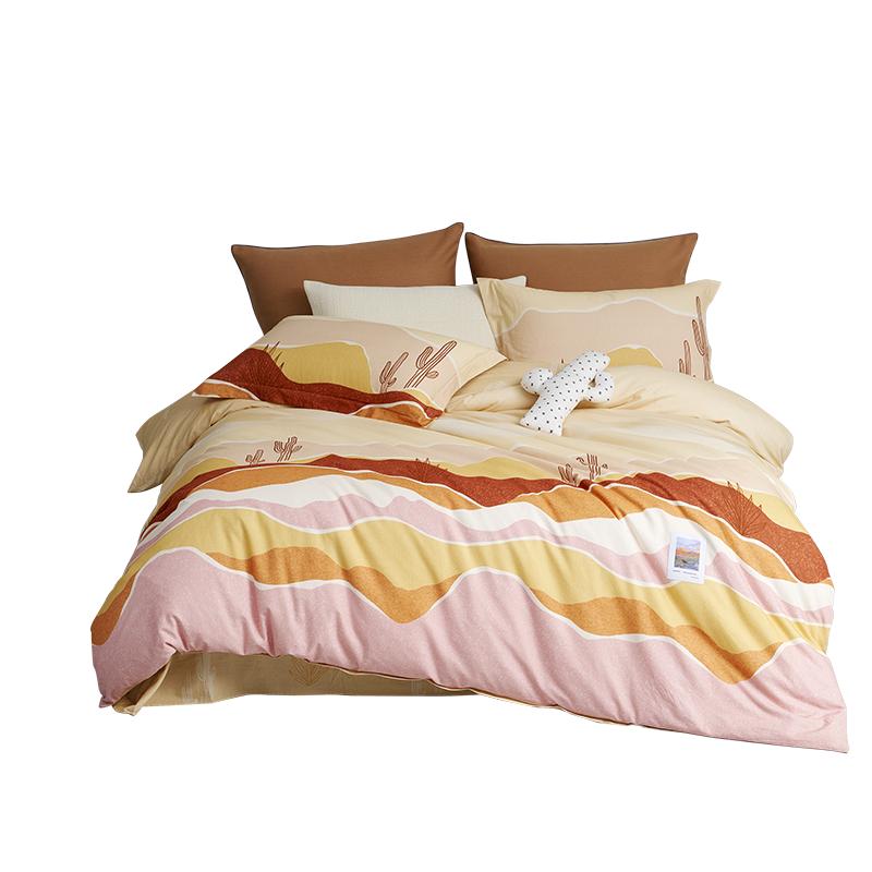 乐蜗家纺四件套床上用品全棉新疆棉磨毛被套床单单双人床床三件套