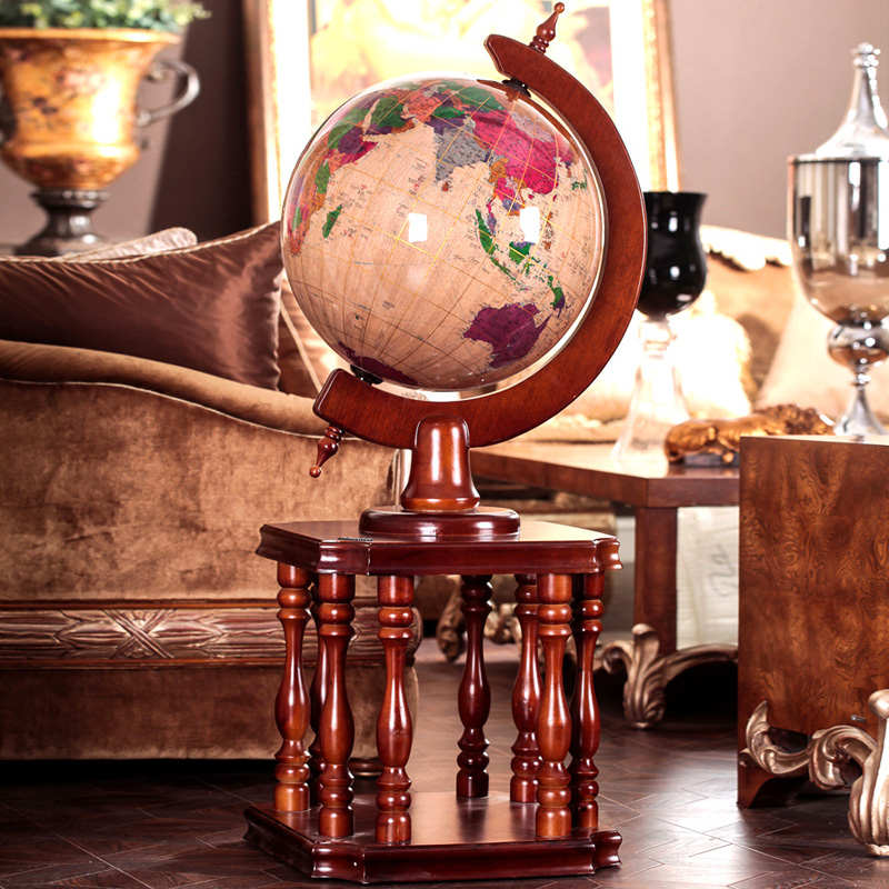 实木地球仪 落地摆件 办公室桌面装饰品 送学校 乔迁开业高档礼品