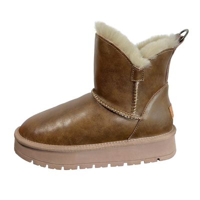 纯皮羊毛防水雪地靴女厚底