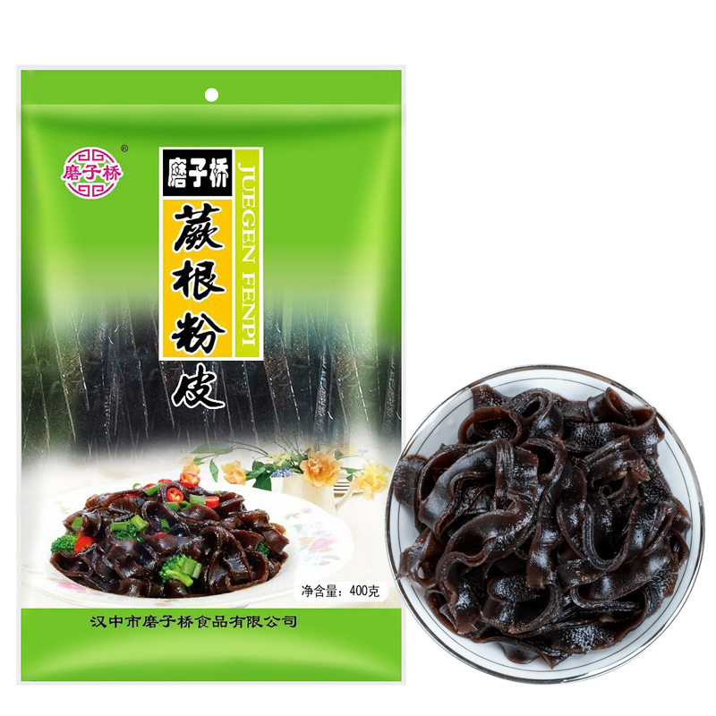 陕西汉中陕南特产磨子桥野生蕨根粉宽粉酸辣蕨根粉条蕨根粉皮400g