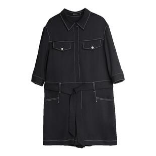 ELLE法式轻职场连体裤女亚麻休闲2025夏新款设计感天丝时髦连体衣