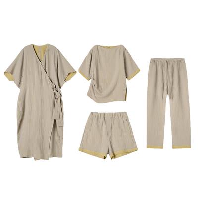 JNBYHOME三层纱睡衣100%棉新中式