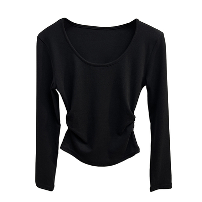 磨毛大U领内搭设计感秋冬打底衫