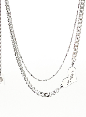 欧美爱心项链ins冷淡风小众吊坠