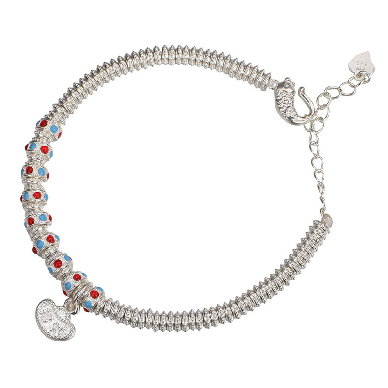 吴越老银铺足银999银手链女招财盘缠手串小众设计感闺蜜手饰礼物