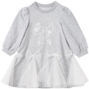 笛莎官方童装女童连衣裙2025春秋季新款女孩宝宝幼儿童洋气卫衣裙