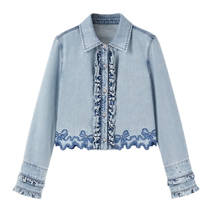 MISSCOCOON可可尼牛仔衬衫套装女2026春季新款蓝色上衣棉质短外套