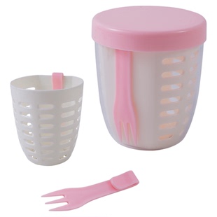 高颜值可沥水果杯便携式沙拉杯食品级自带叉子外出外带野餐盒密封