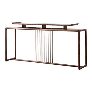 宋式美学黑胡桃木玄关桌置物台禅意新中式实木长条桌条几翘头条案