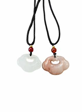 天然新疆金丝玉天山翠祥云锁吊坠