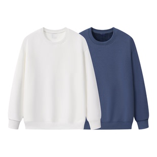 纯色内搭圆领卫衣男大码纯棉重磅长袖男士情侣内搭打底衫加绒美式