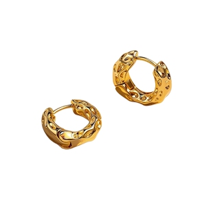 AJIDOU阿吉豆耳环女熔岩耳扣圈圈耳环素圈轻奢耳饰品小众耳圈耳钉