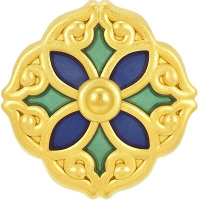 周生生黄金足金四方云纹转运珠