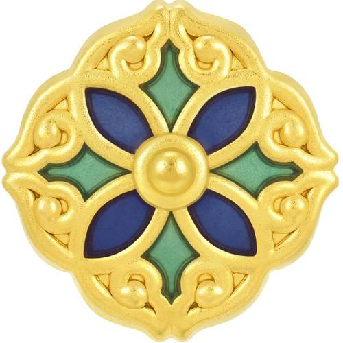 圣诞礼物周生生黄金转运珠Charme宝贝四方云纹足金串珠硬金92671C