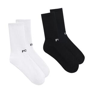 璞履 男士黑标提花LOGO中筒罗纹正装袜 黑白简约 POUR LUI SKS002