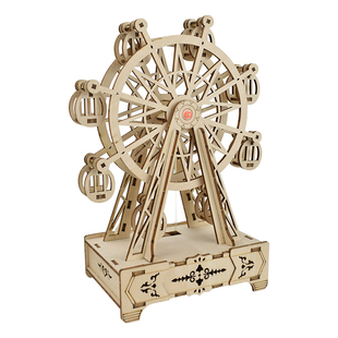 童木趣摩天轮木质拼装模型八音盒diy手工3D立体拼图生日礼物女生