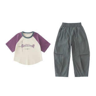 亲子女童套装夏装洋气中大童短袖2026新款儿童夏季休闲t恤两件套