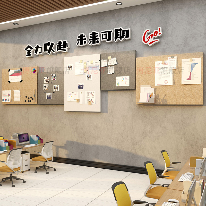 毛毡贴告栏展示板企业办公室墙面装饰司文化员工风采照片氛围布置