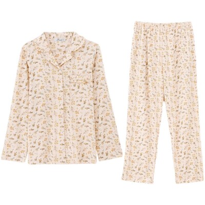 顶呱呱女彩棉对襟睡衣套装