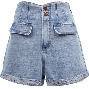 Vero Moda奥莱牛仔短裤子女夏季新款高腰直筒口袋装饰百搭气质
