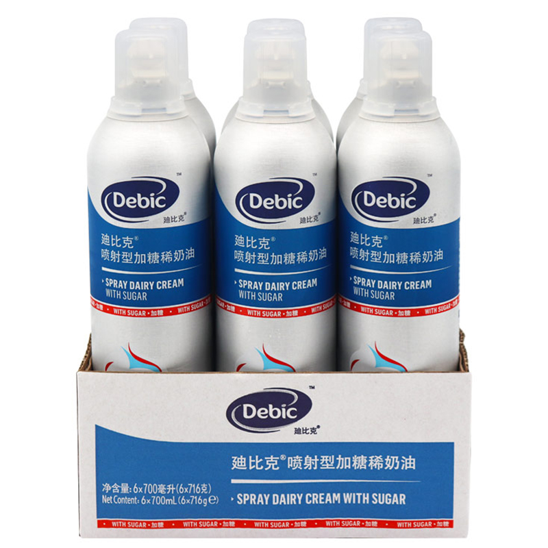 迪比克噴射奶油700ml*6罐 進(jìn)口即食免打發(fā)動(dòng)物淡奶油烘焙雪頂裱花