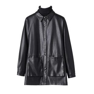 海宁真皮皮衣女中长款绵羊皮风衣休闲宽松皮夹克外套2025秋冬新款