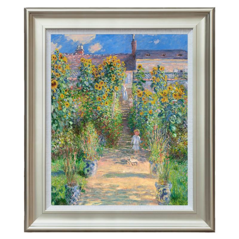 风色莫奈花园向日葵油画玄关挂画