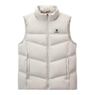 骆驼男装羽绒马甲男款外穿外套背心冬季保暖立领鸭绒户外百搭舒适