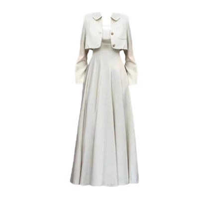 顶流千金高级感西装吊带长裙穿搭