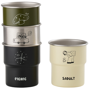 SADULT户外野炊露营杯便携式水杯304不锈钢咖啡杯子啤酒杯马克杯