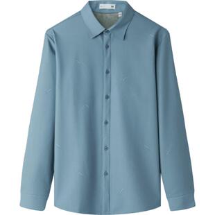 海澜之家光蓄热商务长袖花纹保暖衬衫25秋冬新加绒加厚通勤上衣男