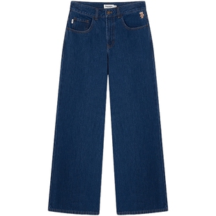 TEENIEWEENIE bearnova秋季新款牛仔裤简约休闲裤小熊刺绣阔腿裤