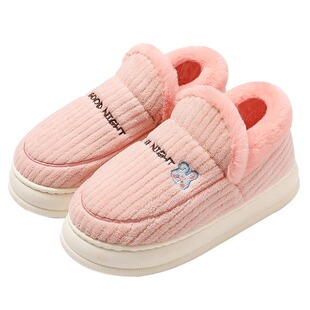 女士棉拖鞋冬季全包跟家居保暖加绒毛毛棉鞋厚底防滑月子男款毛绒