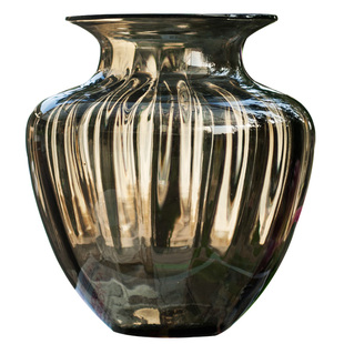 阑珊树巴洛克酒店大浮雕透明玻璃花瓶器北欧式复古装饰摆件琥珀灰