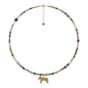 【十个勤天同款】GOOGMO彩色碧玺珠子项链小众设计锁骨链小马吊坠